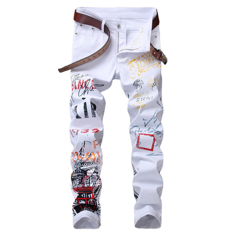 Jon – Jean Slim Fit avec Imprimé Graffiti pour Hommes