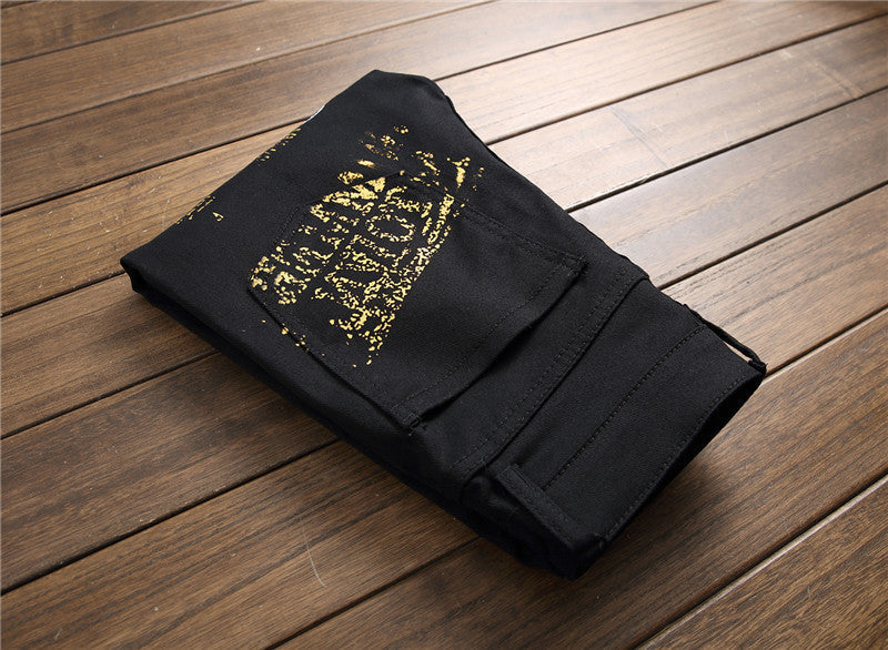 Jon – Jean Slim Fit avec Imprimé Graffiti pour Hommes