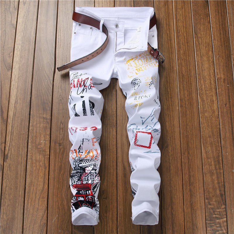 Jon – Jean Slim Fit avec Imprimé Graffiti pour Hommes