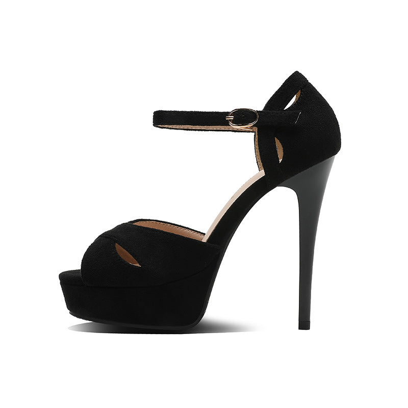 Rachel – Talons Aiguilles avec Bout Ouvert et Plateforme