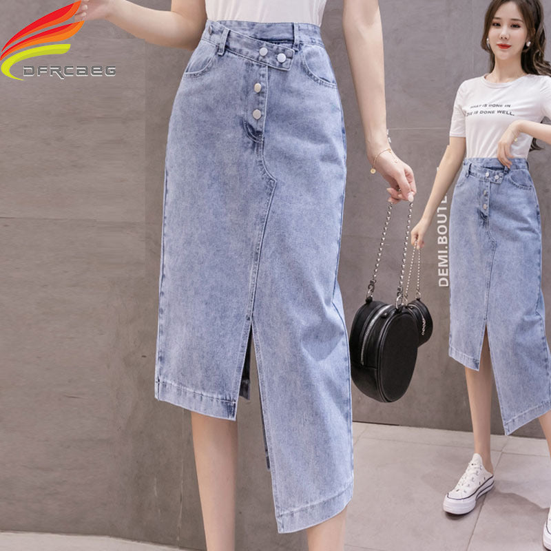 Wendy – Élégante Jupe Longue avec Fente Double en Style Coréen