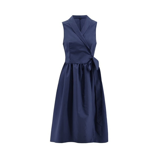 Anne – Robe Midi Décontractée Sans Manches avec Ceinture