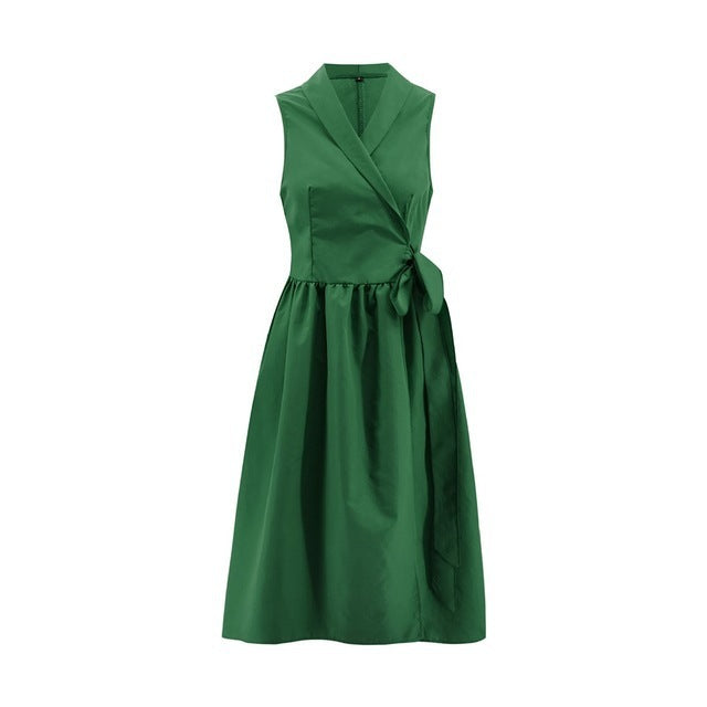 Anne – Robe Midi Décontractée Sans Manches avec Ceinture