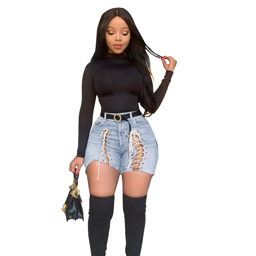 Paul – Short en jean avec laçage