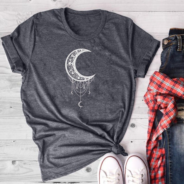 Alice – T-shirt pour femme avec imprimé soleil et lune