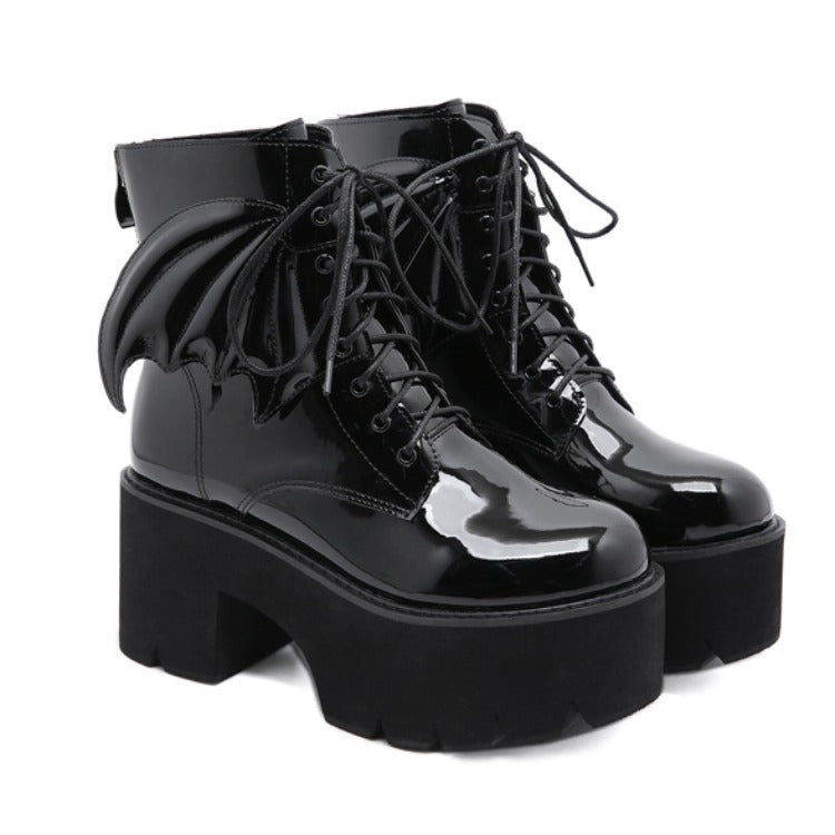 Margaret – Bottines gothiques à talons hauts en cuir vegan à plateau