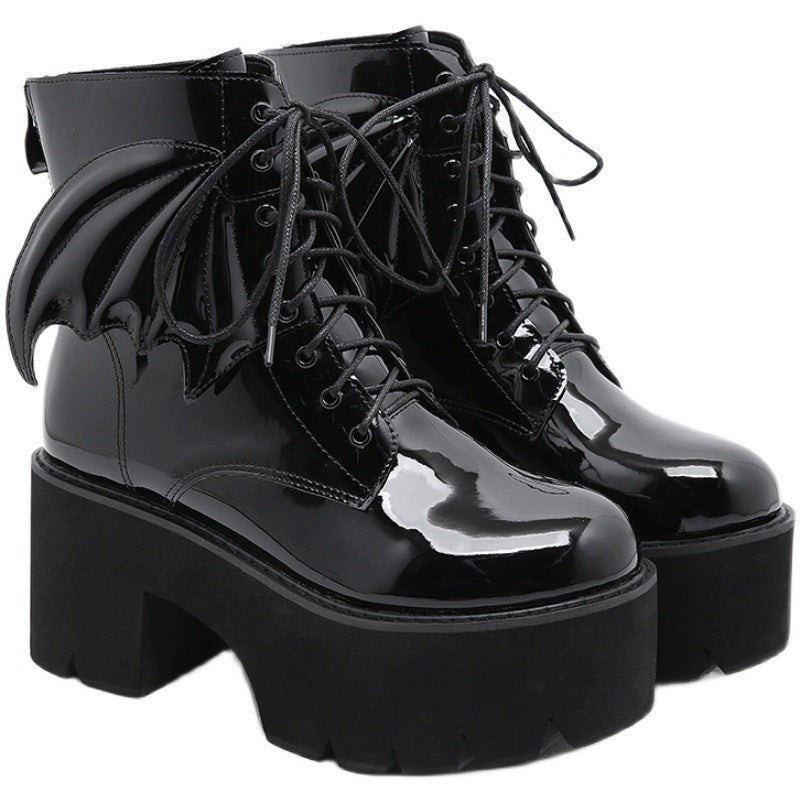 Margaret – Bottines gothiques à talons hauts en cuir vegan à plateau