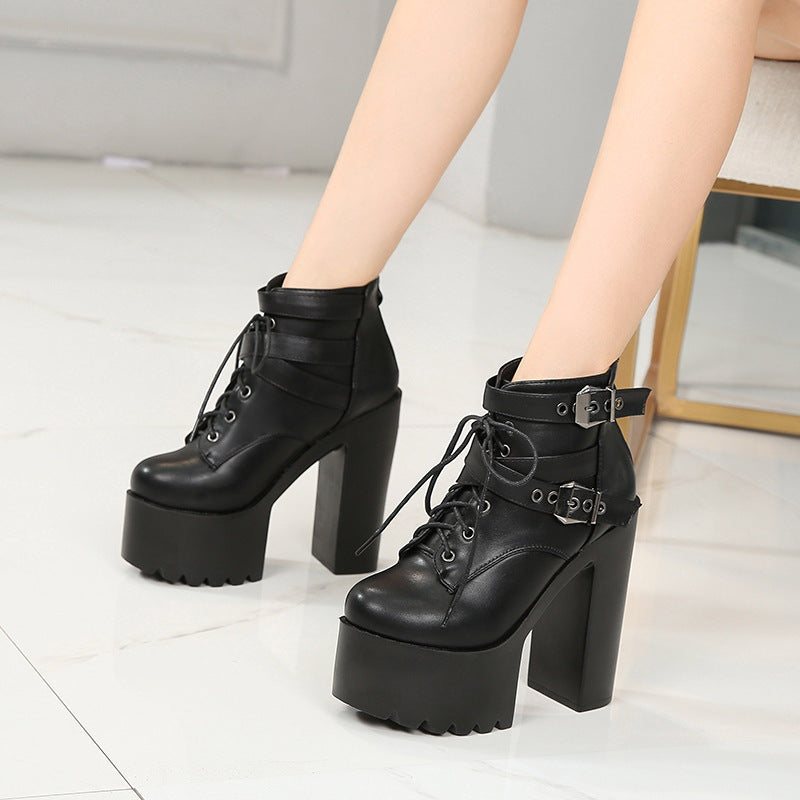 Sharon – Bottines à la mode avec semelles épaisses et talons super hauts de 14 cm