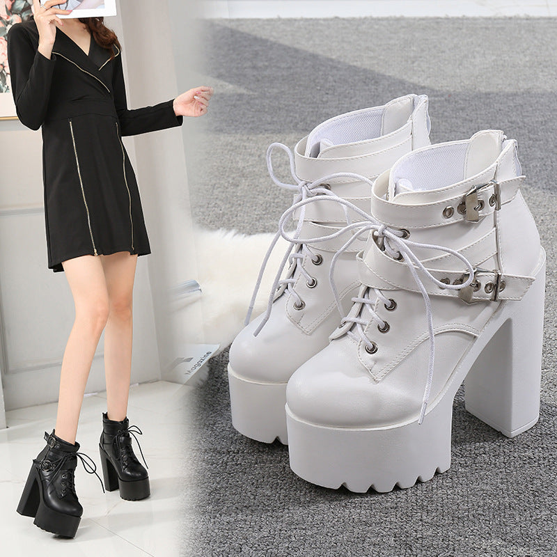 Sharon – Bottines à la mode avec semelles épaisses et talons super hauts de 14 cm