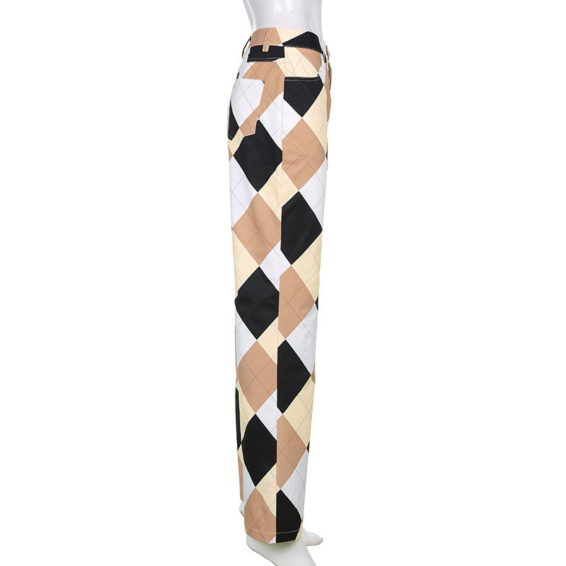 Gillian – Pantalon Cargo Vintage à Motif Carreaux pour Femme
