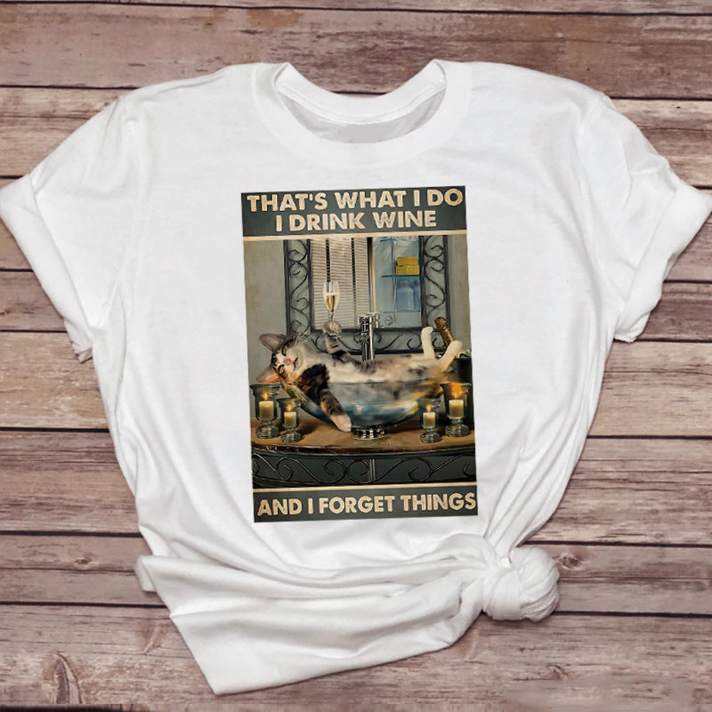 Margaret – T-shirt amusant avec motif de chat et café