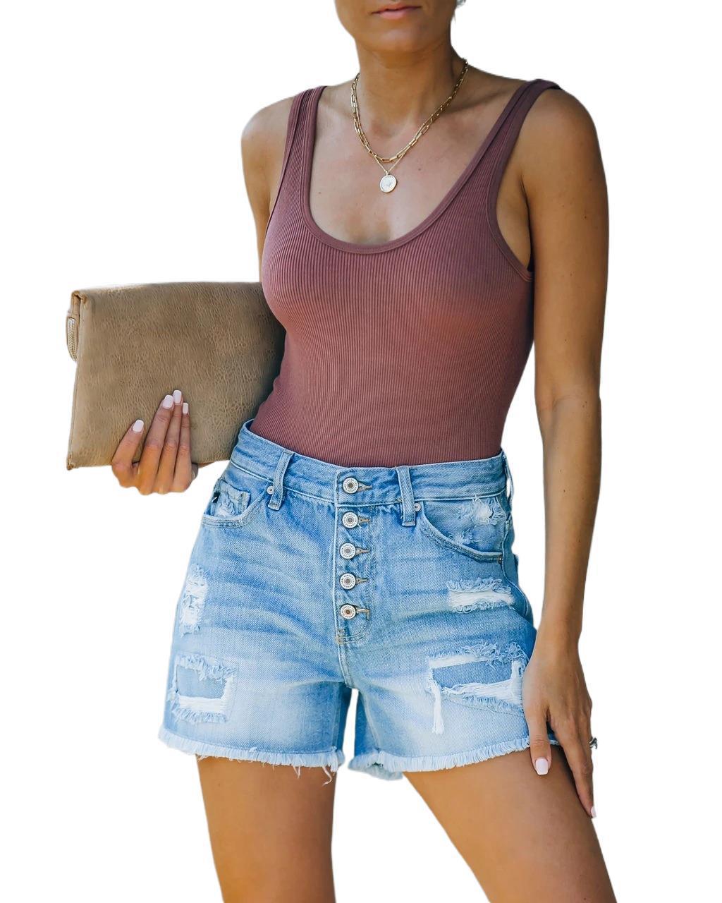 Lynda – Shorts en Jean Taille Haute pour Femme