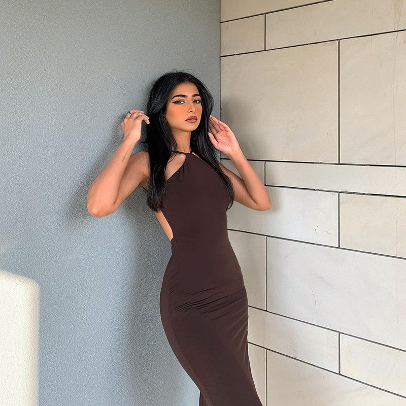 Abigail – Robe Longue à Bretelles et Col Halter