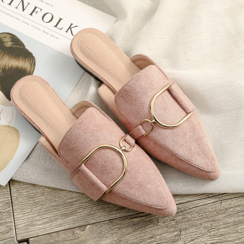 Hayley – Mules plates pour femmes avec décoration métallique