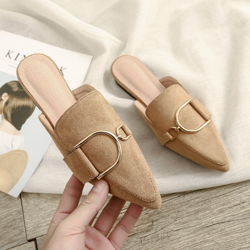 Hayley – Mules plates pour femmes avec décoration métallique