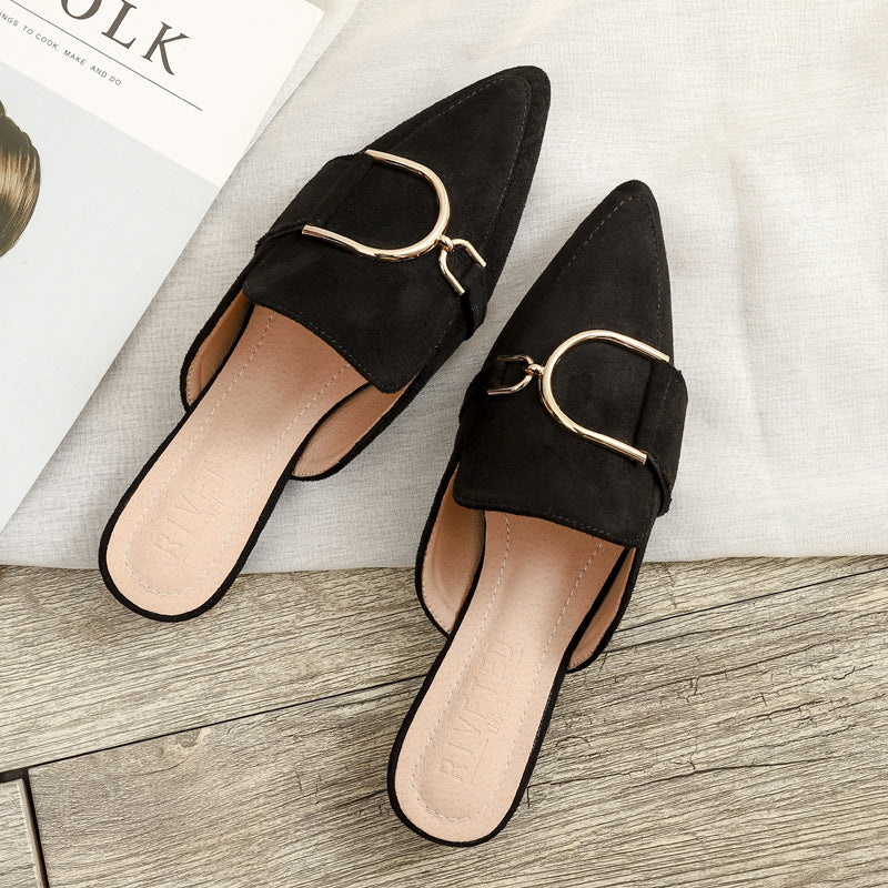 Hayley – Mules plates pour femmes avec décoration métallique