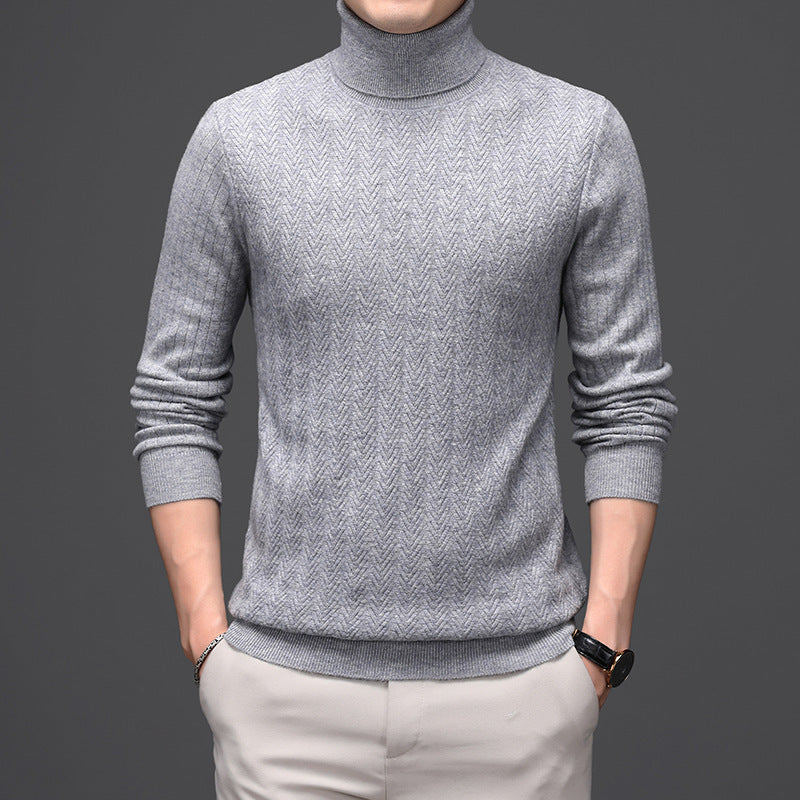 Allan – Hochkragen Wollpullover mit dicken Streifen