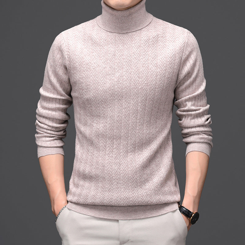 Allan – Hochkragen Wollpullover mit dicken Streifen