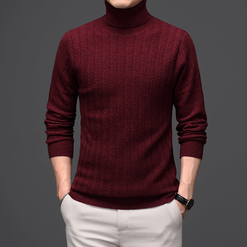 Allan – Hochkragen Wollpullover mit dicken Streifen