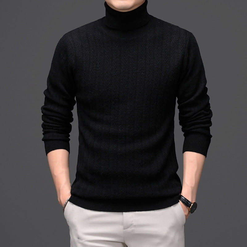 Allan – Hochkragen Wollpullover mit dicken Streifen