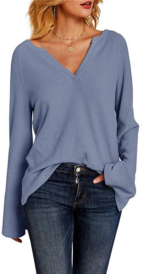 Jane – T-Shirt pour Femme avec Manches Trompette et Col en V