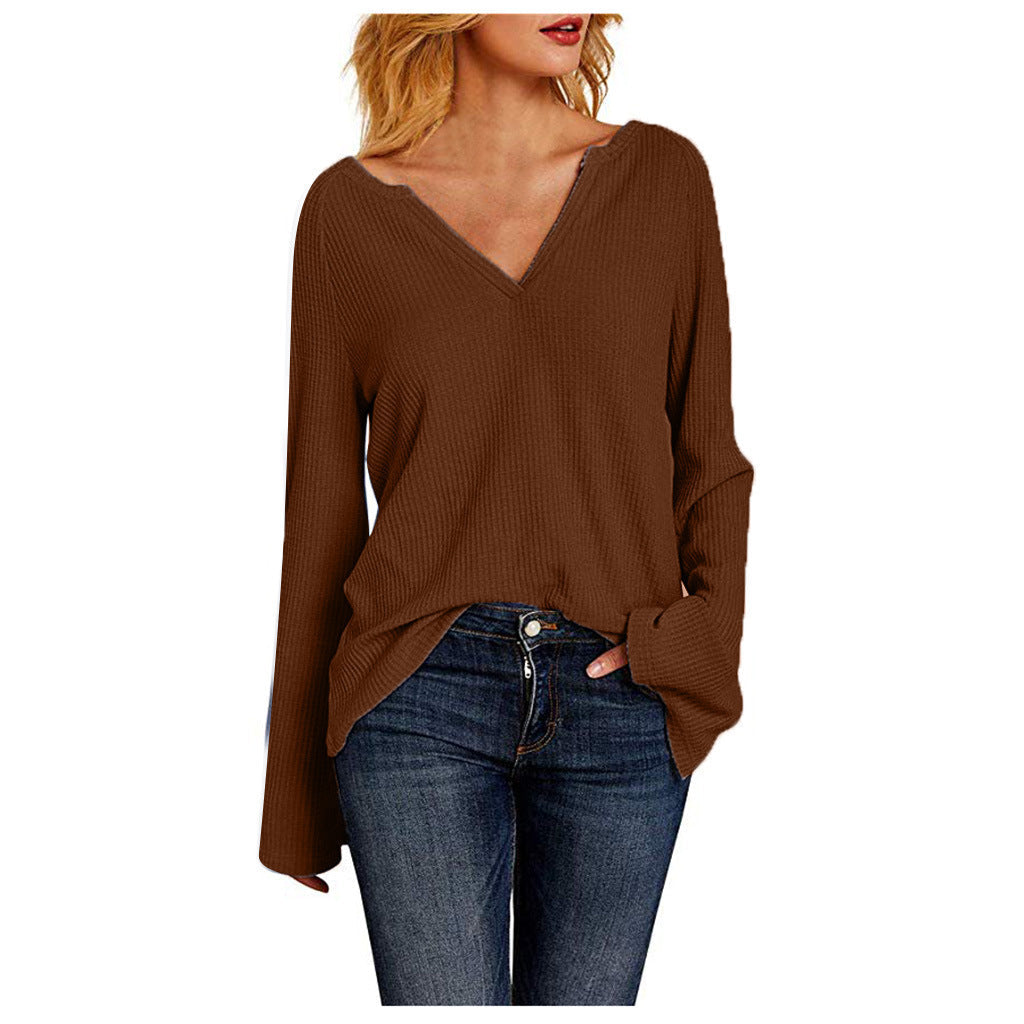 Jane – T-Shirt pour Femme avec Manches Trompette et Col en V