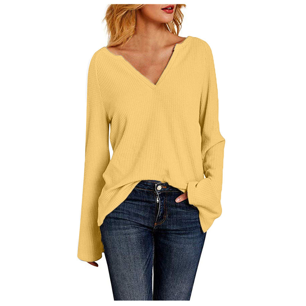 Jane – T-Shirt pour Femme avec Manches Trompette et Col en V
