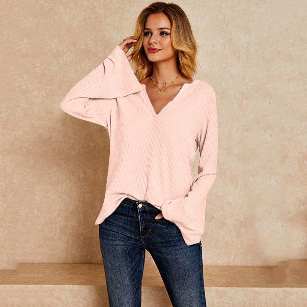 Jane – T-Shirt pour Femme avec Manches Trompette et Col en V