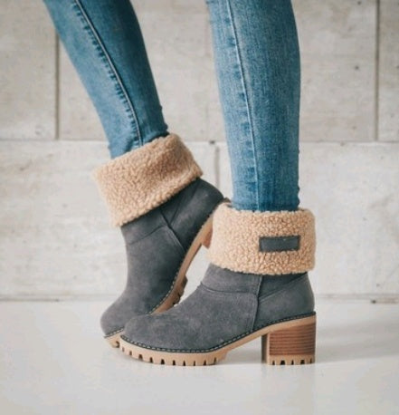 Brenda – Bottes à Talon Épais en Suède Vegan Premium