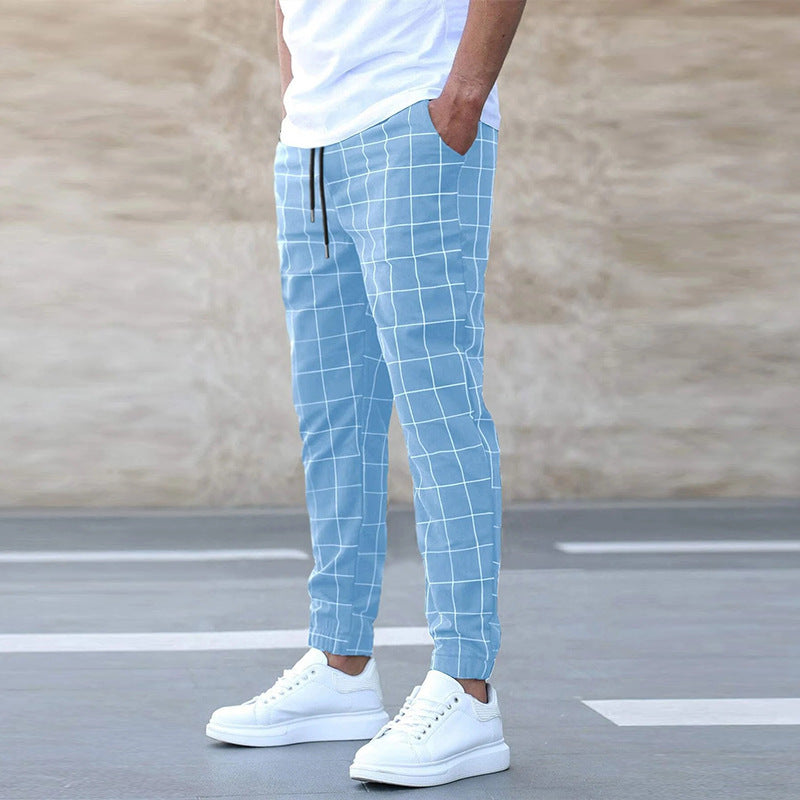 William – Pantalon Décontracté à Carreaux pour Homme avec Cordon