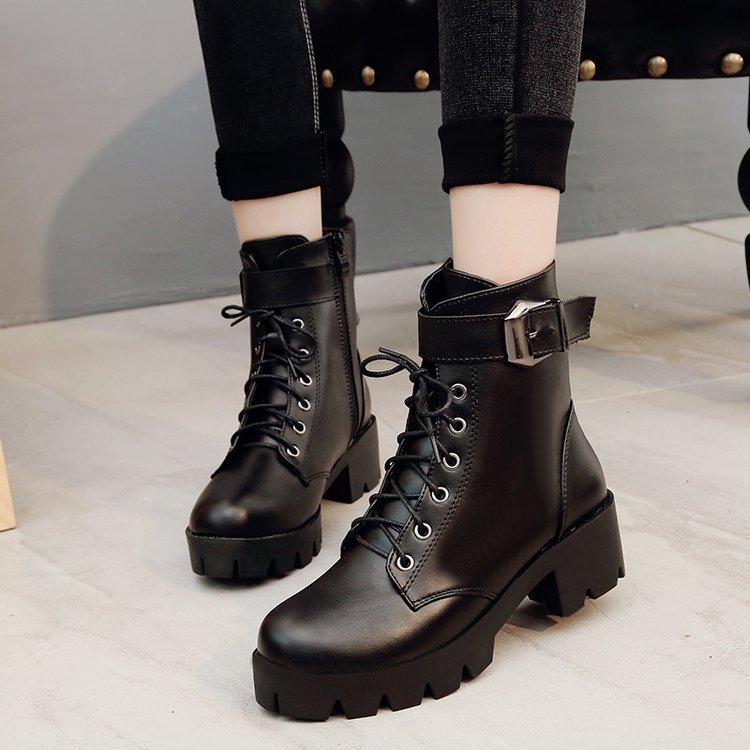 Barbara – Bottines à Lacets avec Boucle et Semelle Épaisse