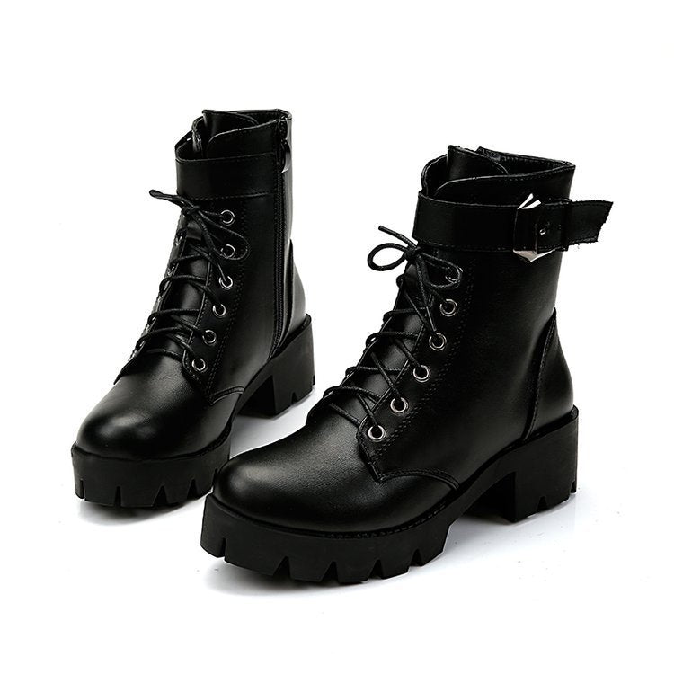 Barbara – Bottines à Lacets avec Boucle et Semelle Épaisse