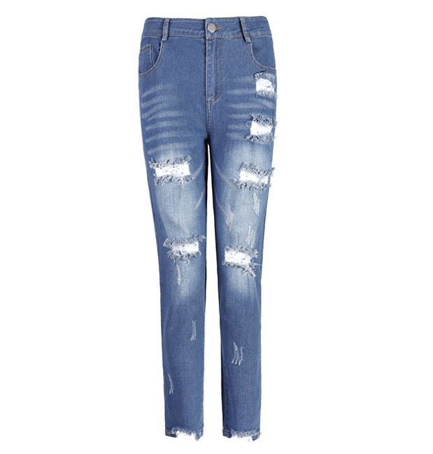 Miranda – Jean Femme à Taille Moyenne avec Ourlet Ajouré