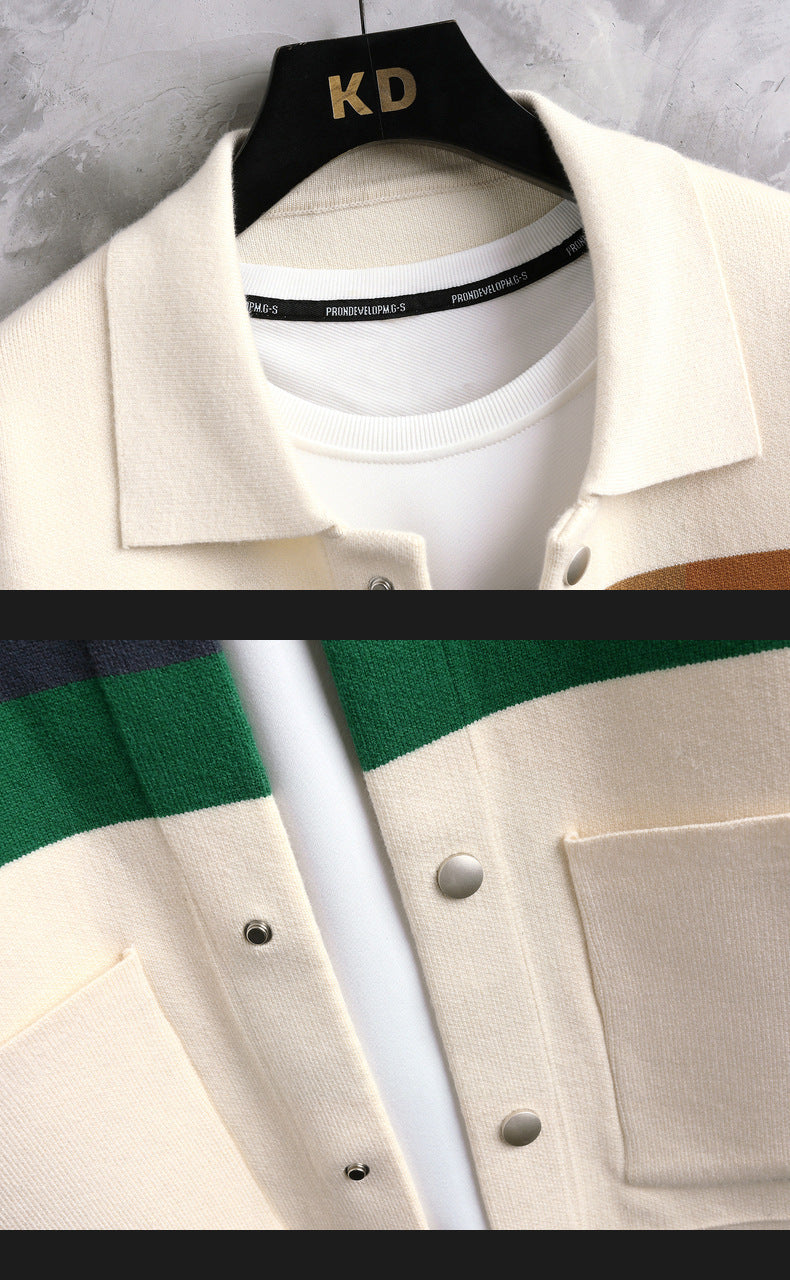 Stanley – Cardigan avec Revers Automnaux et Harmonisation des Couleurs