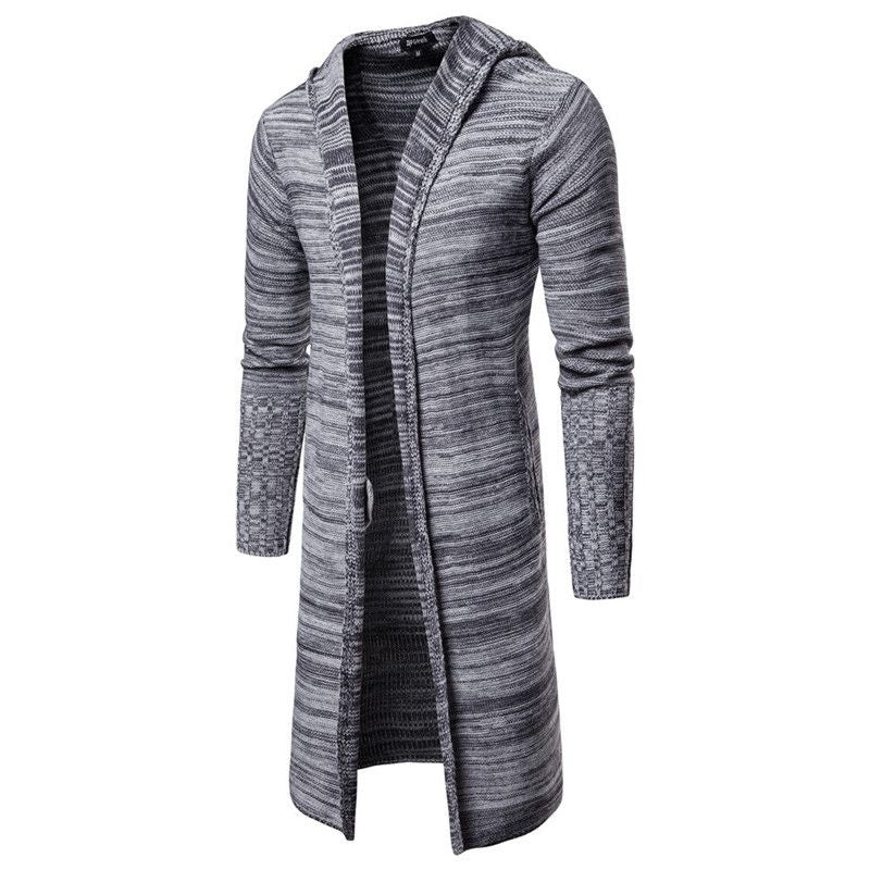 Ian – Long Trench Cardigan pour Homme avec Capuche pour l'Hiver