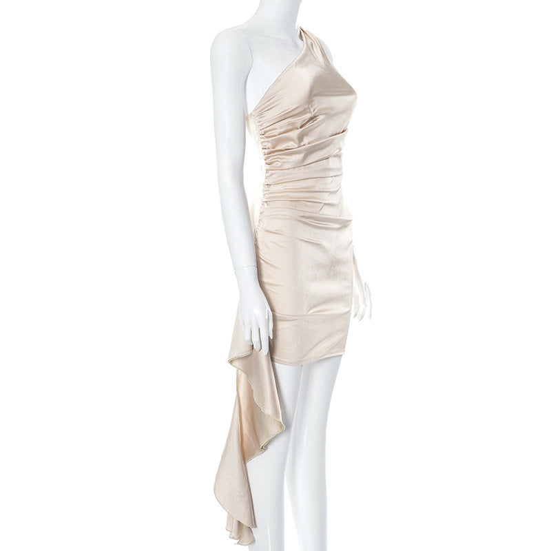 Sara – Mini-robe asymétrique sans manches pour fêtes et mariages