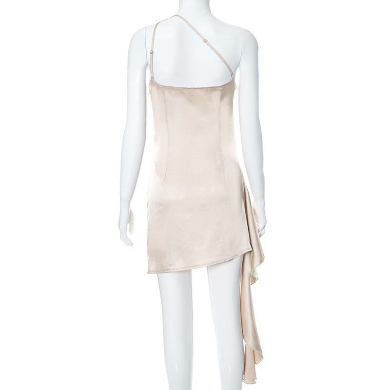 Sara – Mini-robe asymétrique sans manches pour fêtes et mariages