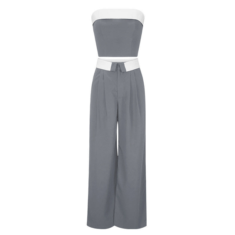 Sandra – Ensemble Deux Pièces avec Veste Contrastée et Pantalon Ample