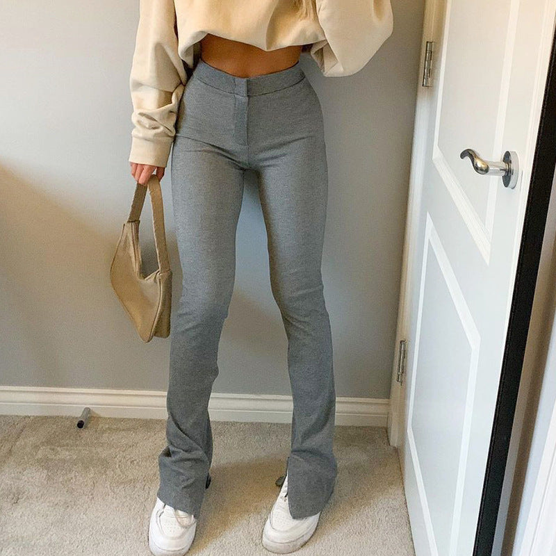 Stephanie – Pantalon Skinny Taille Haute avec Fente pour Femme