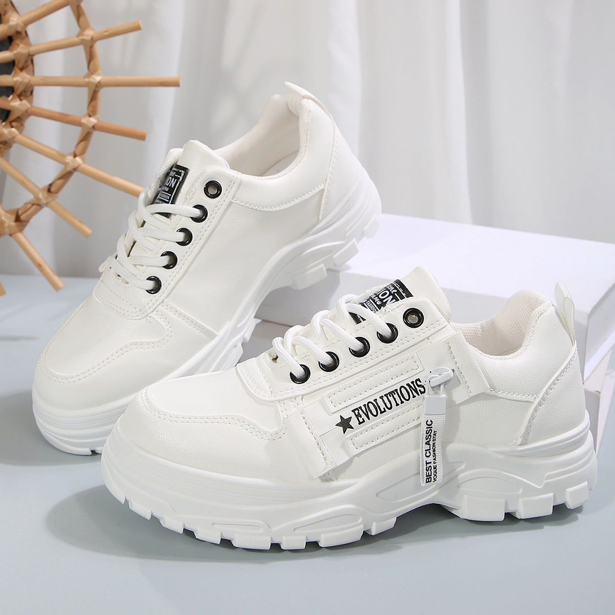 Heather – Sneaker à Lacets avec Fermeture Éclair Latérale et Semelle Épaisse