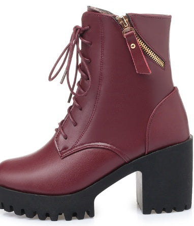 Gillian – Bottes hautes pour femmes en cuir vegan avec doublure en laine