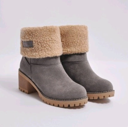 Brenda – Bottes à Talon Épais en Suède Vegan Premium