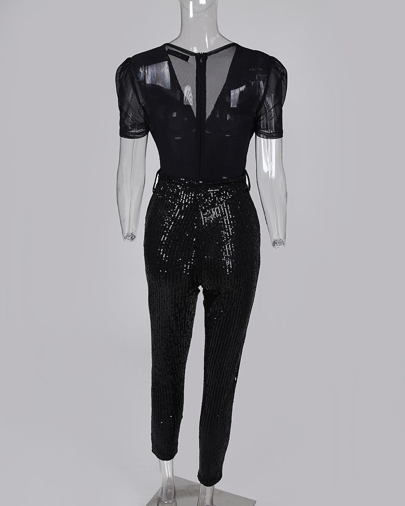Ruth – Robe à Paillettes avec Profond Décolleté en V