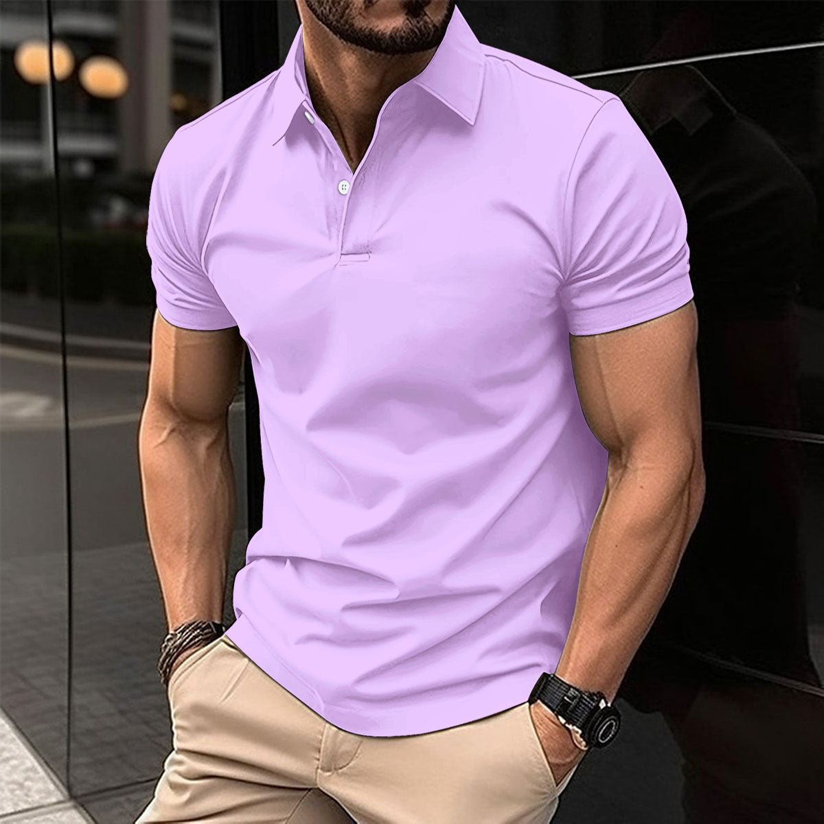 Fred – Polo à Manches Courtes pour Hommes en Couleurs Unies