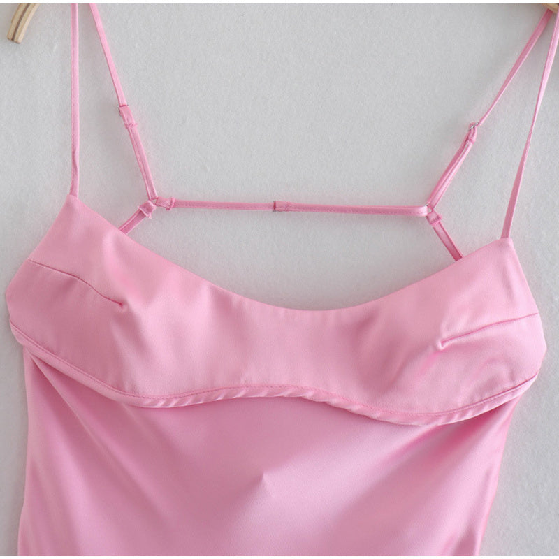Lydia – Élégante Robe Longue en Satin avec Fines Bretelles pour Femme