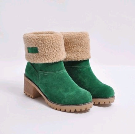 Brenda – Bottes à Talon Épais en Suède Vegan Premium