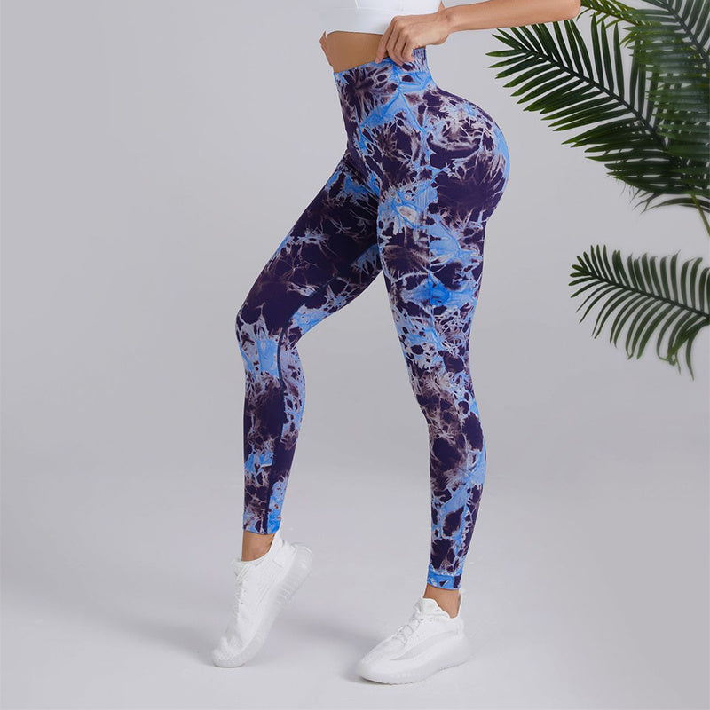 Sophie – Pantalon de yoga taille haute sans couture à motif tie-dye pour femmes
