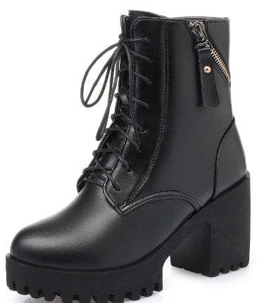 Gillian – Bottes hautes pour femmes en cuir vegan avec doublure en laine