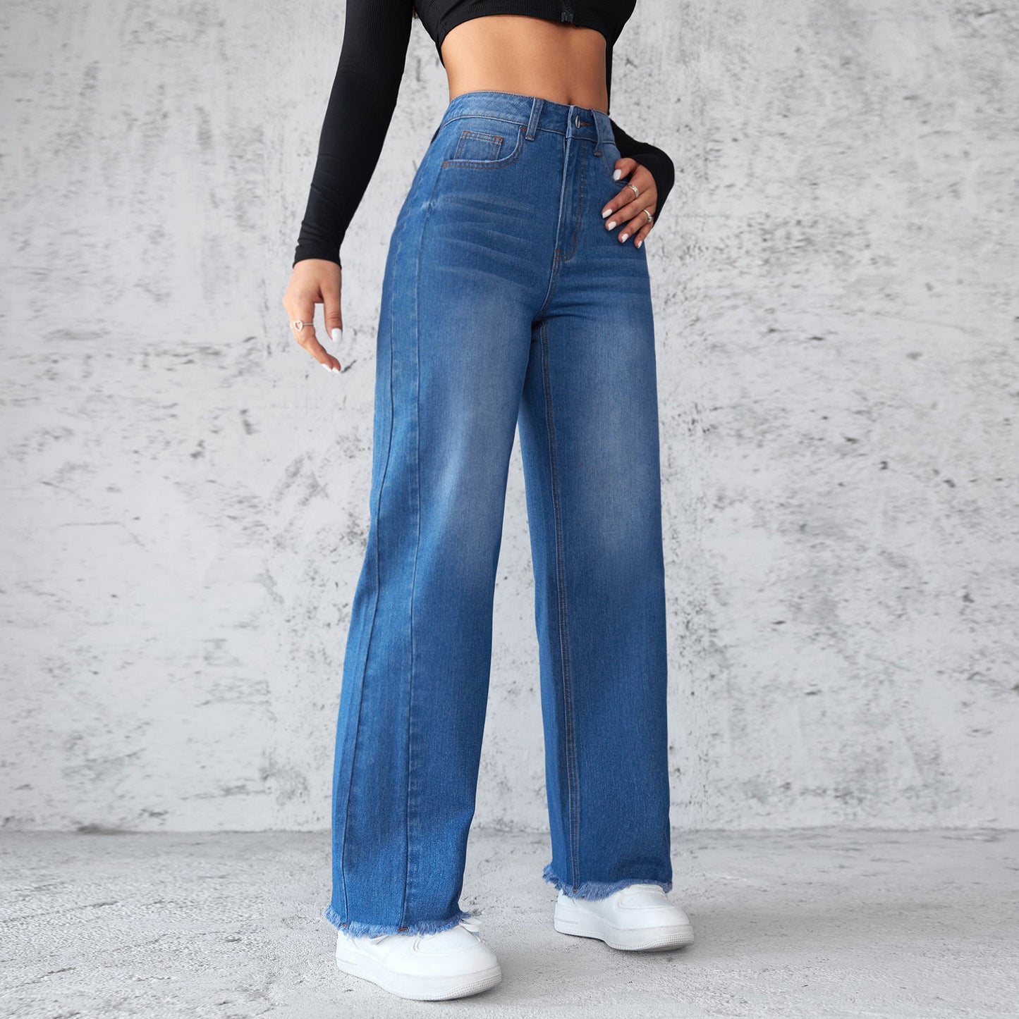 Adele – Jeans Droite Taille Haute pour Femme