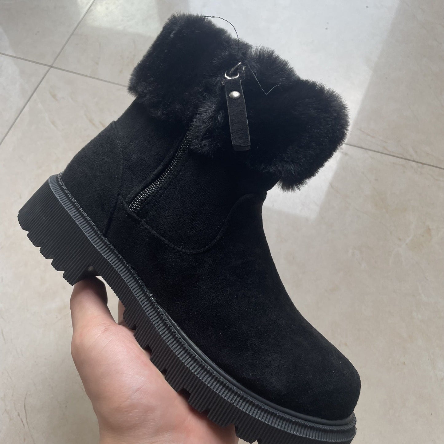 Deborah – Bottes en Peluche Chaudes avec Fermeture Éclair Latérale